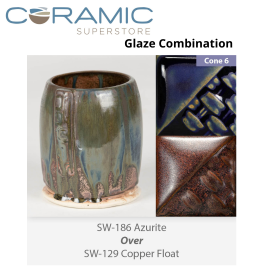 Azurite SW-186 over Copper Float SW-129 Stoneware Combination